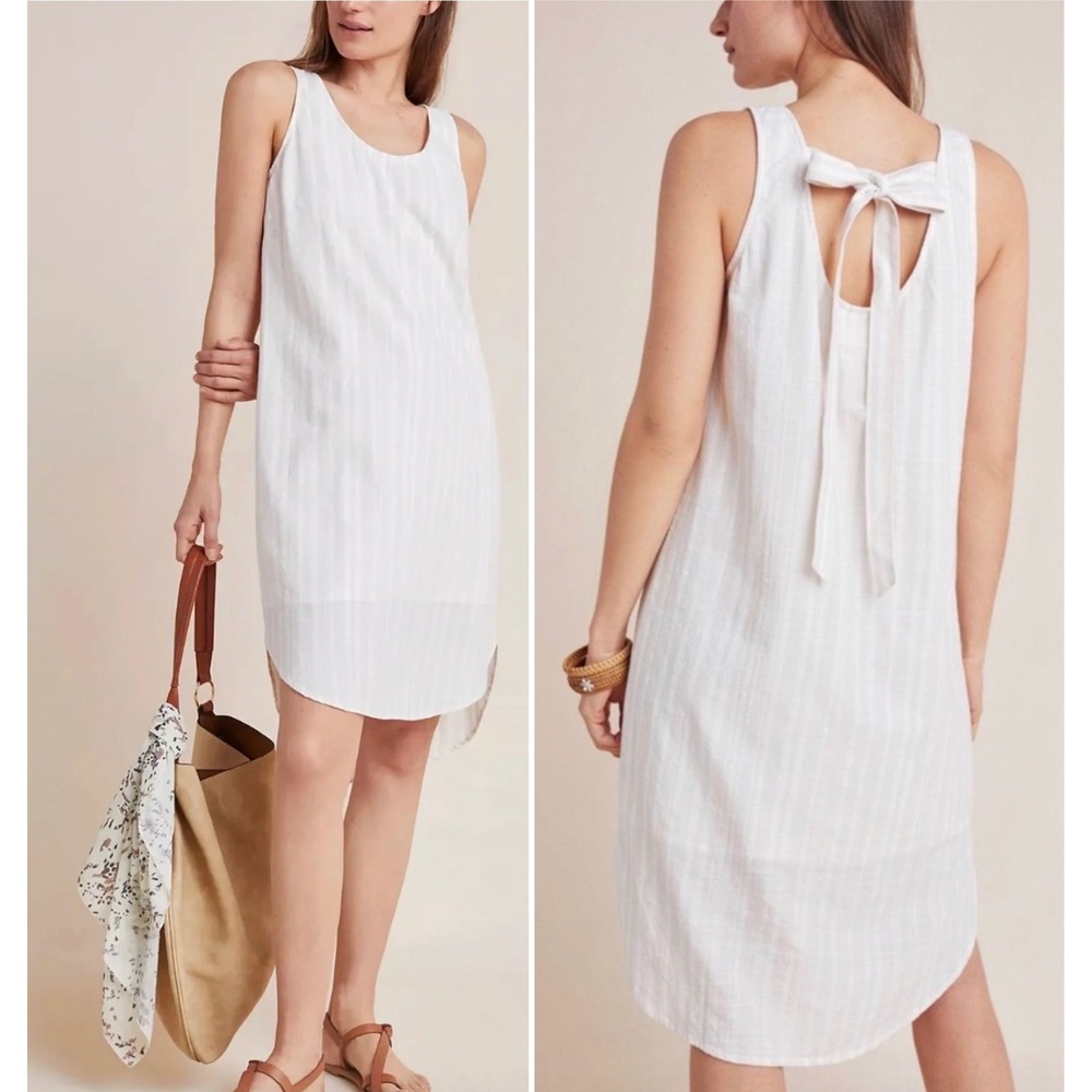 CLOTH & STONE x ANTHROPOLOGIE Stripe Tie‎ Back Neutral Motif Shift Dress
